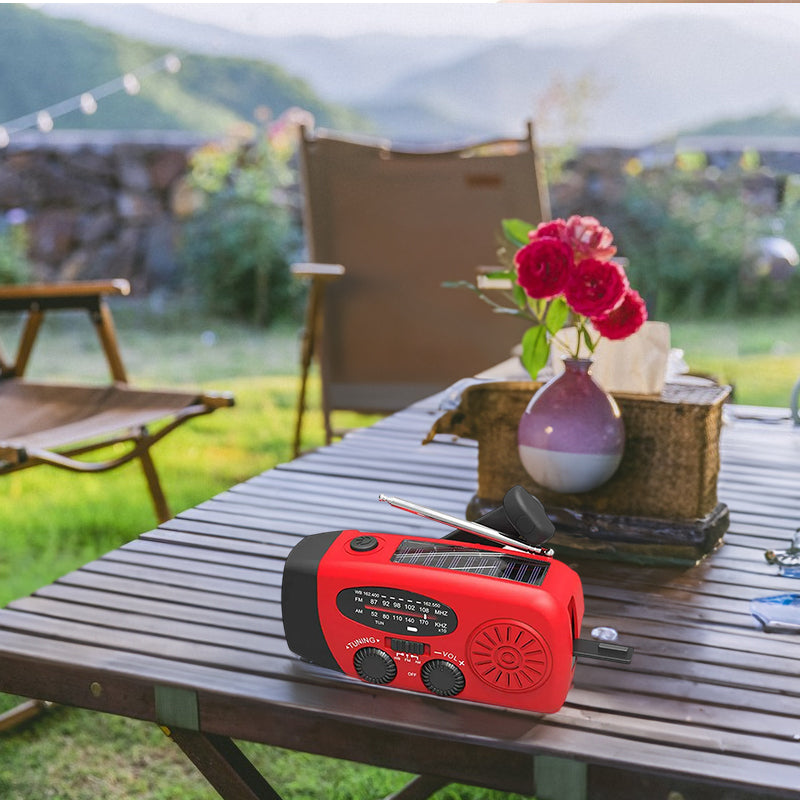 Hand-Crank & Solar Emergency Radio with LED Flashlight