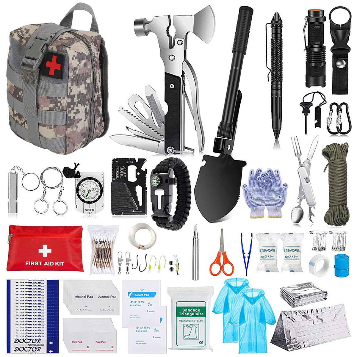 LakeForest 125-Piece Survival & First Aid Kit