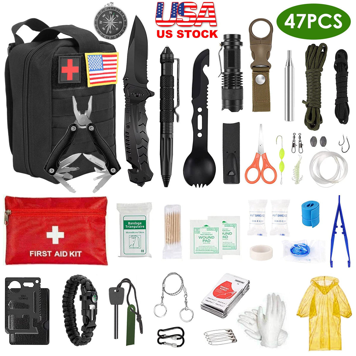 47-Piece Emergency Survival Kit with Pouch