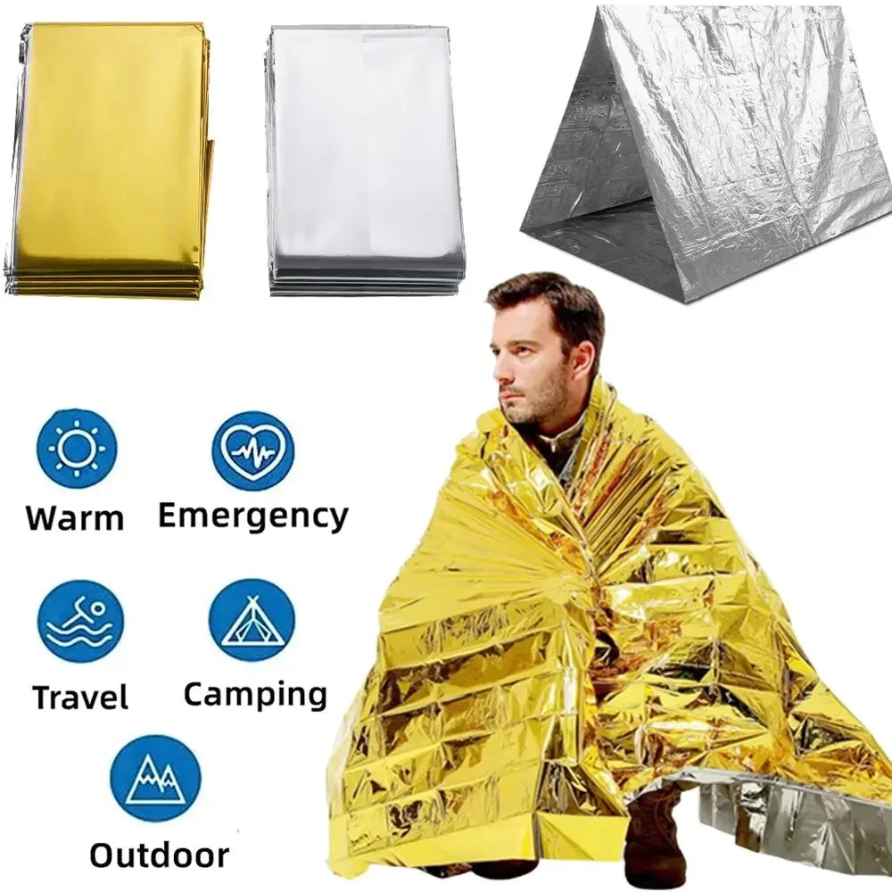 Emergency Thermal Poncho Blanket for Camping