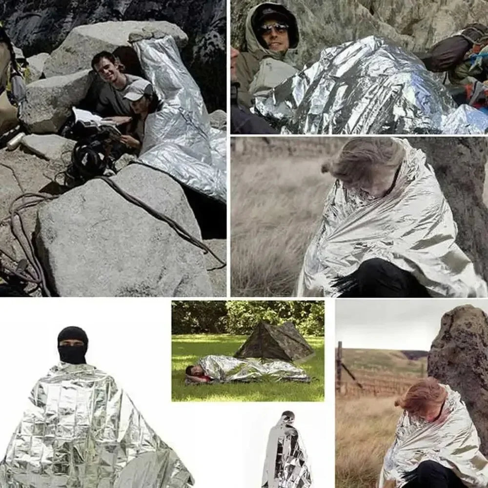 Emergency Thermal Poncho Blanket for Camping