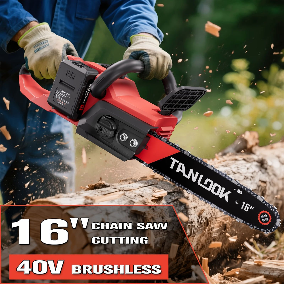 16-Inch Brushless Cordless Chainsaw with 2 Batteries