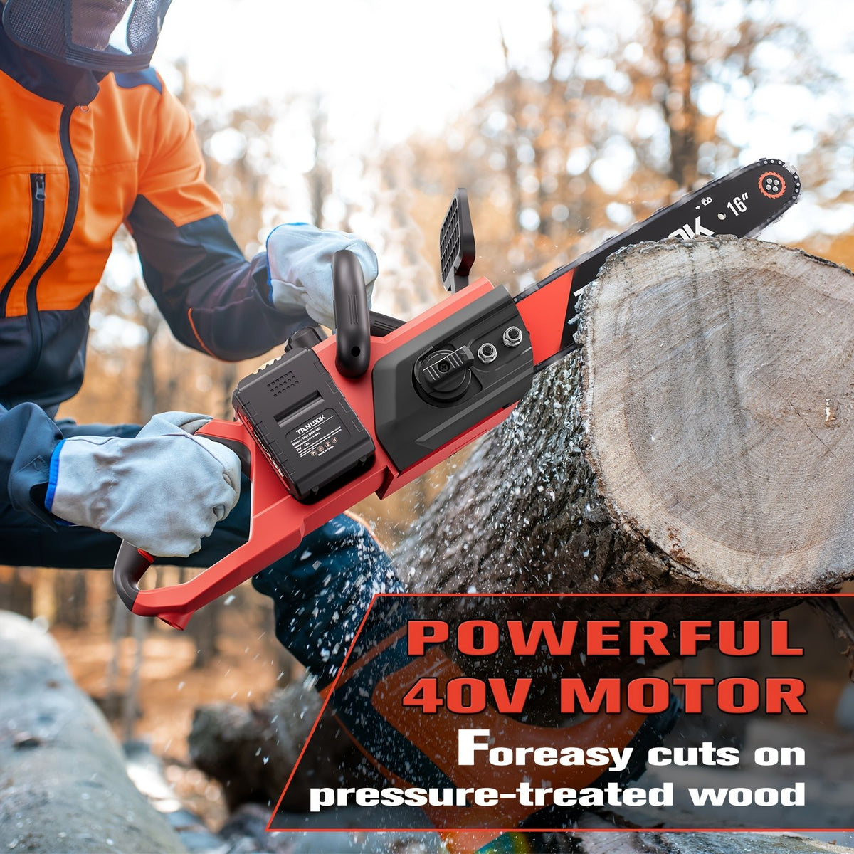 16-Inch Brushless Cordless Chainsaw with 2 Batteries