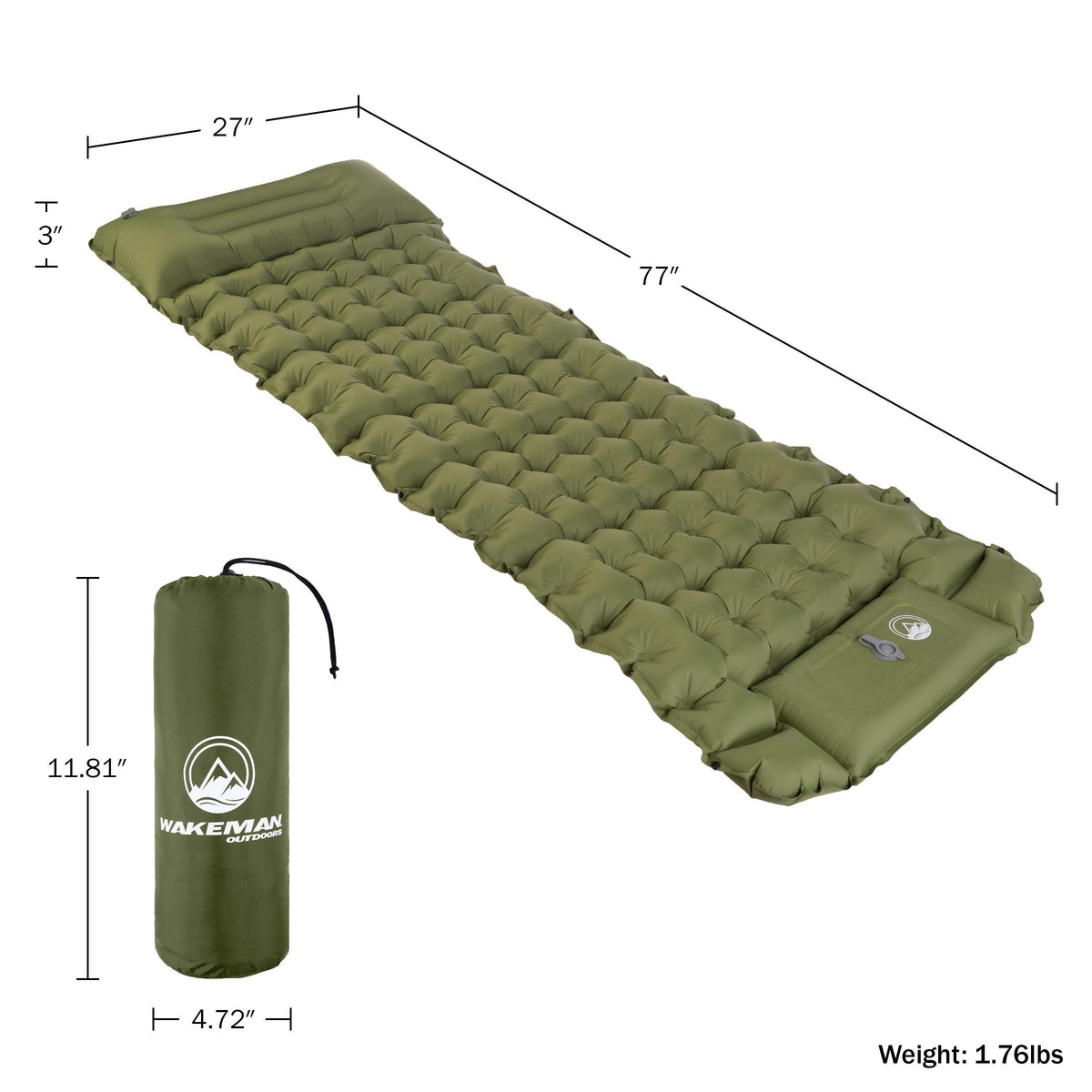 Wakeman Outdoors Sleep Pad with Foot Pump