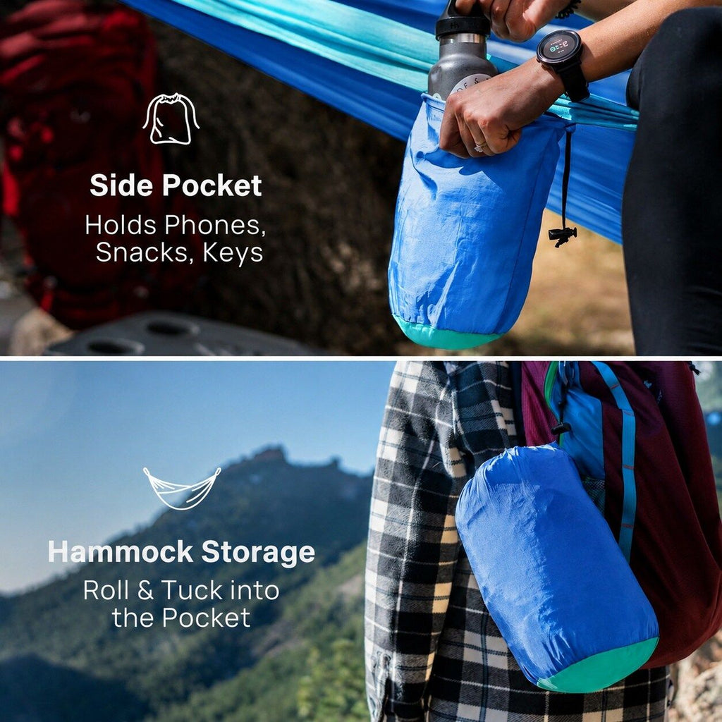 Parachute Nylon Double Camping Hammock with Tree Straps and Bag