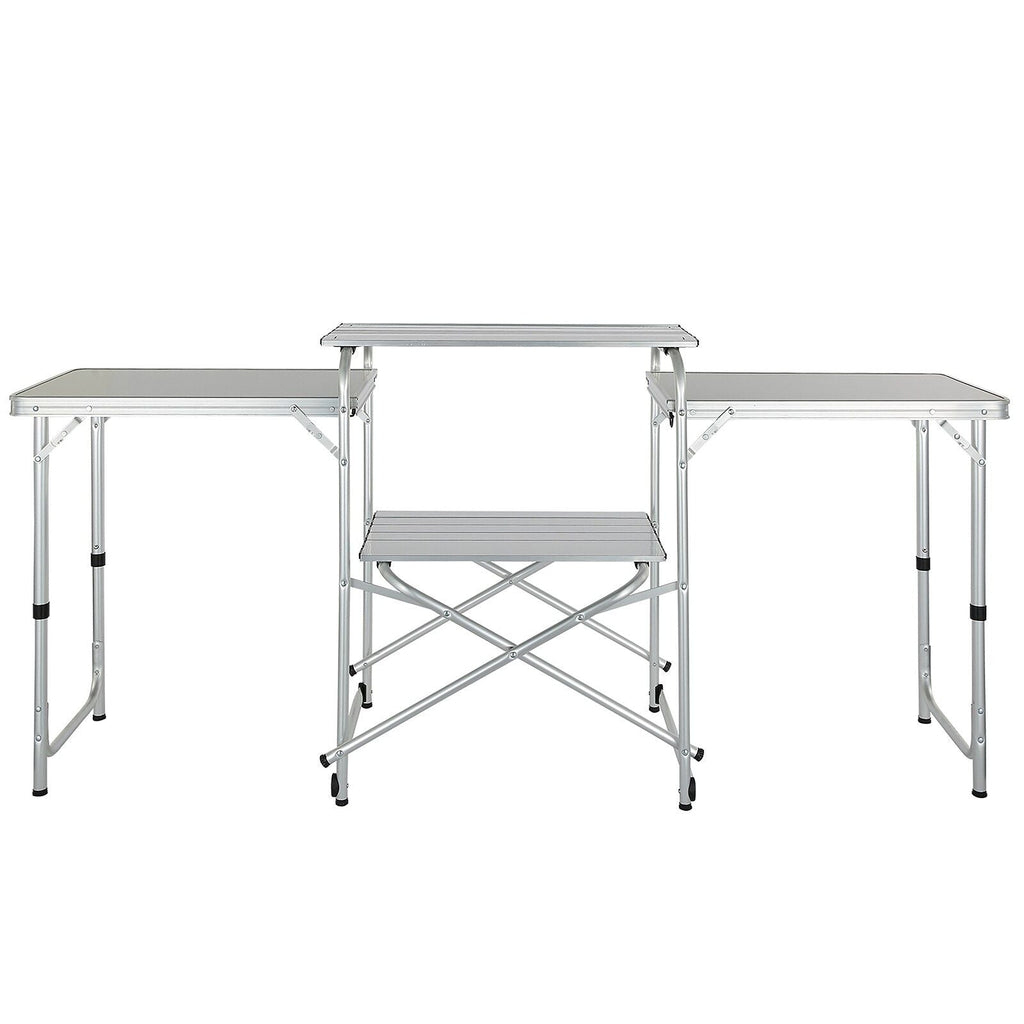 VEVOR Aluminum Folding Camping Table with Windscreen and Storage Bag