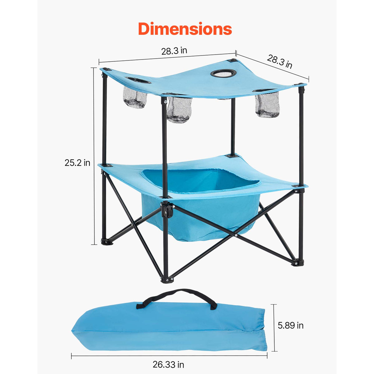VEVOR Oxford Fabric Folding Camping Table with Cup Holders and Carry Bag