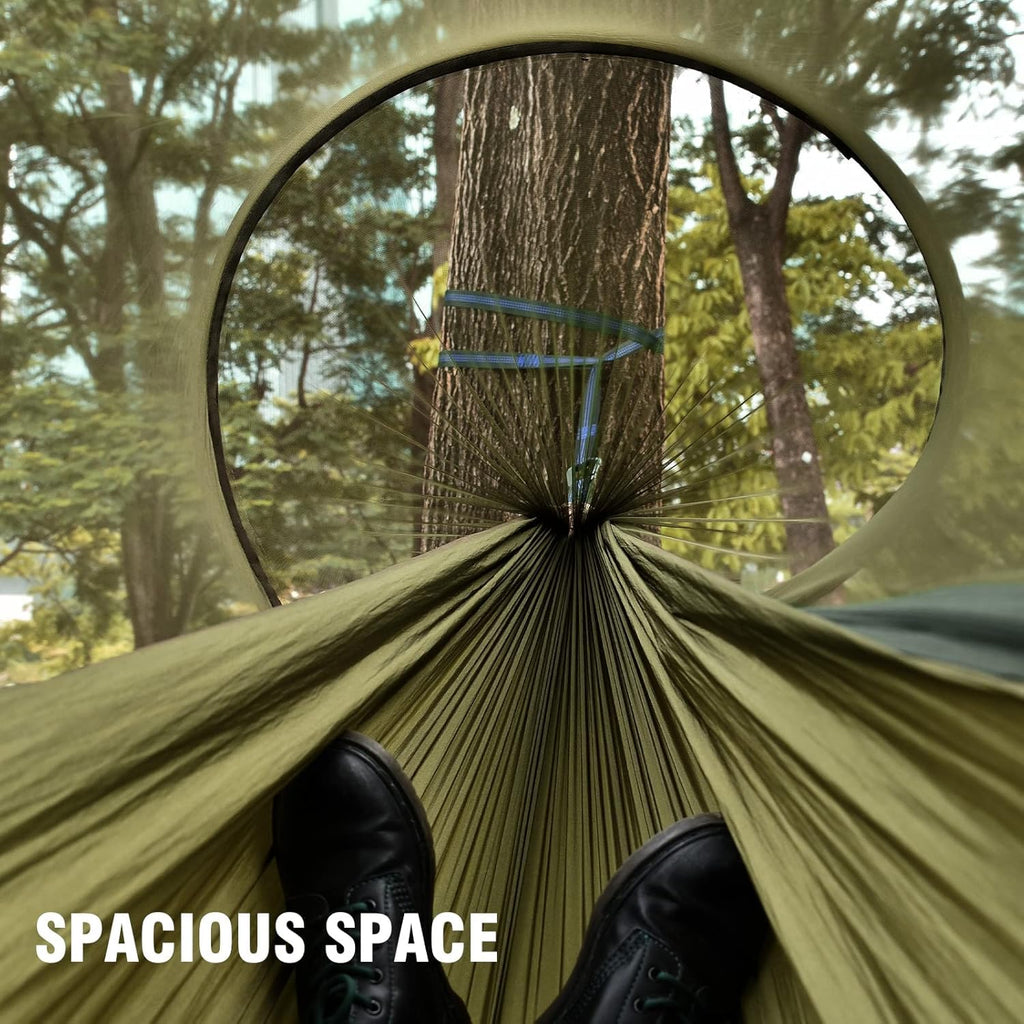 ITOPFOX Parachute Nylon Camping Hammock with Mosquito Net and Tree Straps