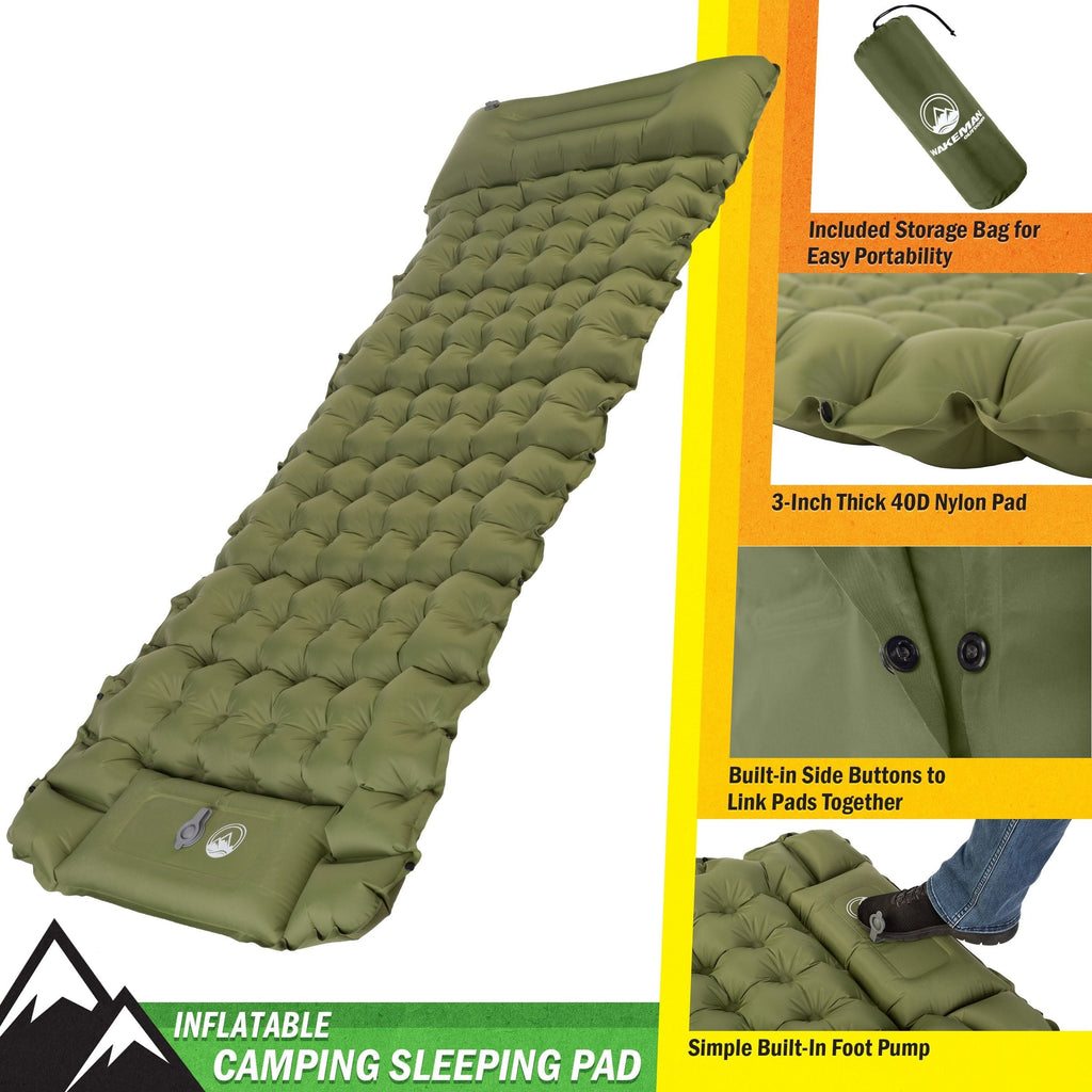 Wakeman Outdoors Sleep Pad with Foot Pump