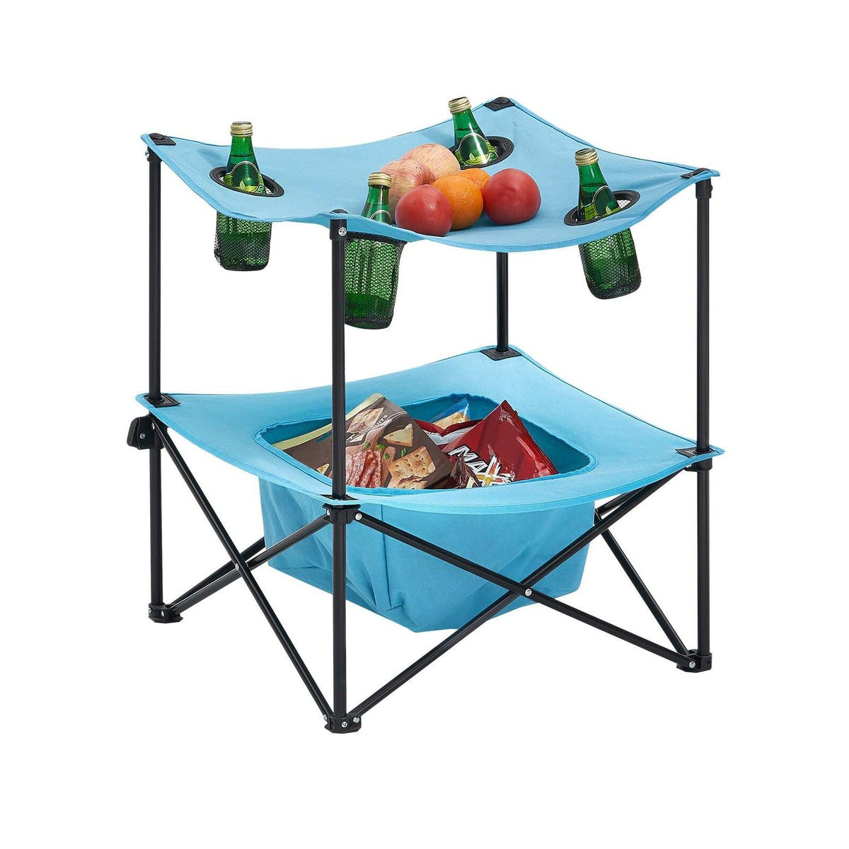 VEVOR Oxford Fabric Folding Camping Table with Cup Holders and Carry Bag