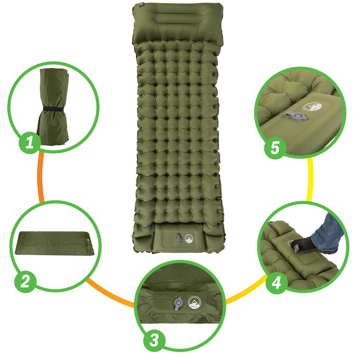 Wakeman Outdoors Sleep Pad with Foot Pump