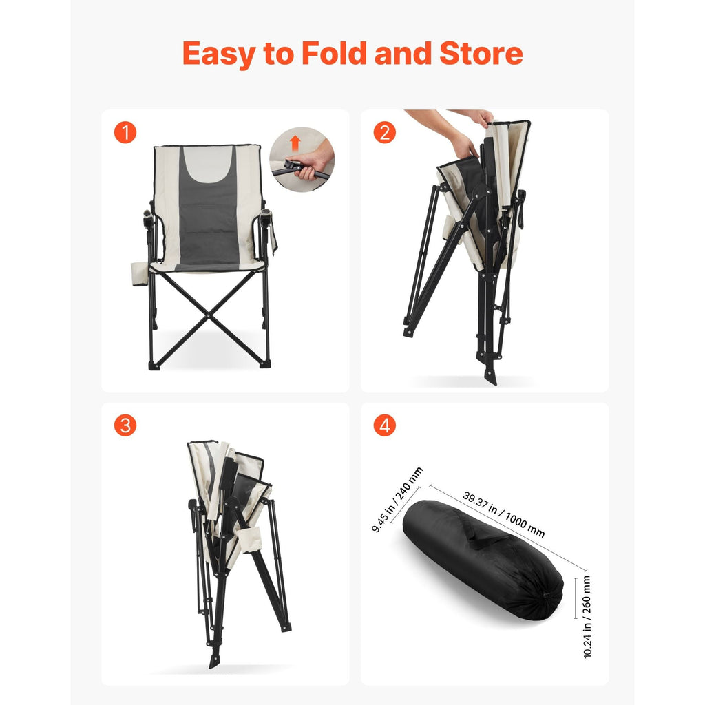 VEVOR Folding Camping Chair with Reclining Positions and Armrests