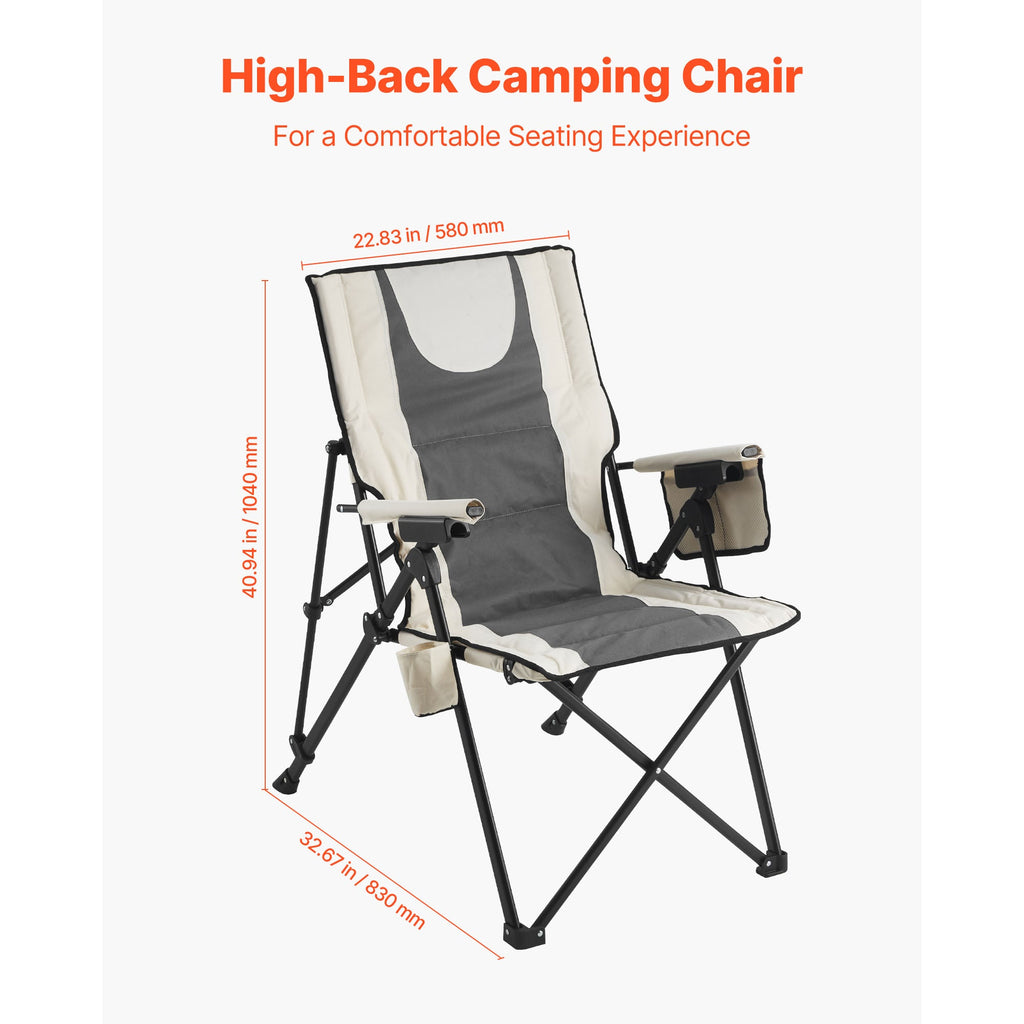 VEVOR Folding Camping Chair with Reclining Positions and Armrests