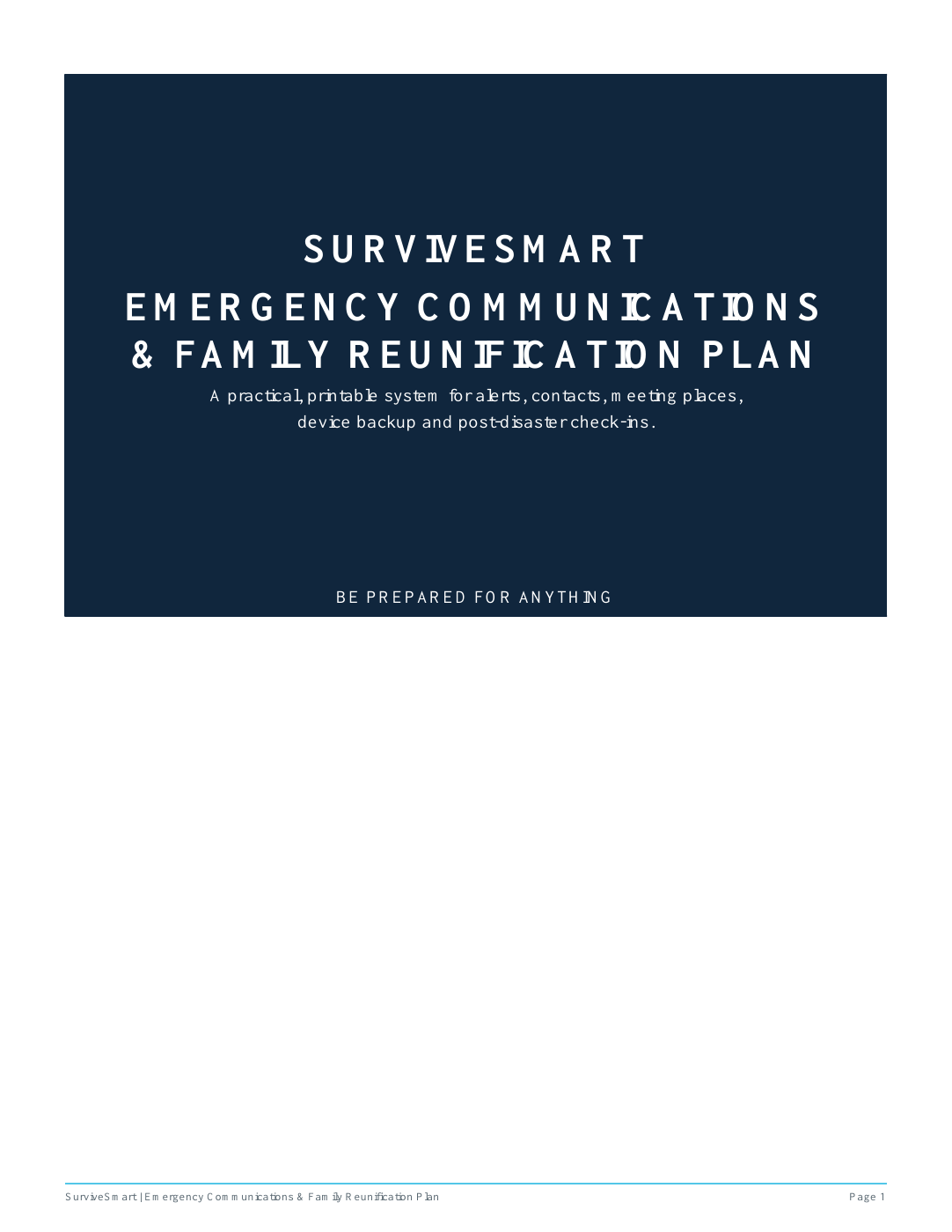 Emergency Communications & Family Reunification Plan printable PDF cover
