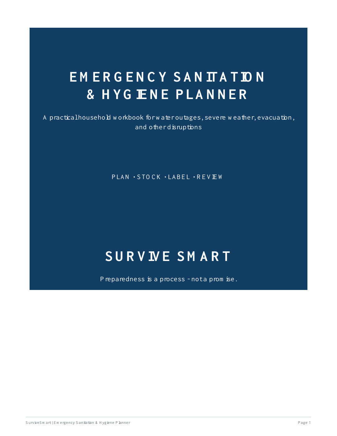 Emergency Sanitation & Hygiene Planner printable PDF cover